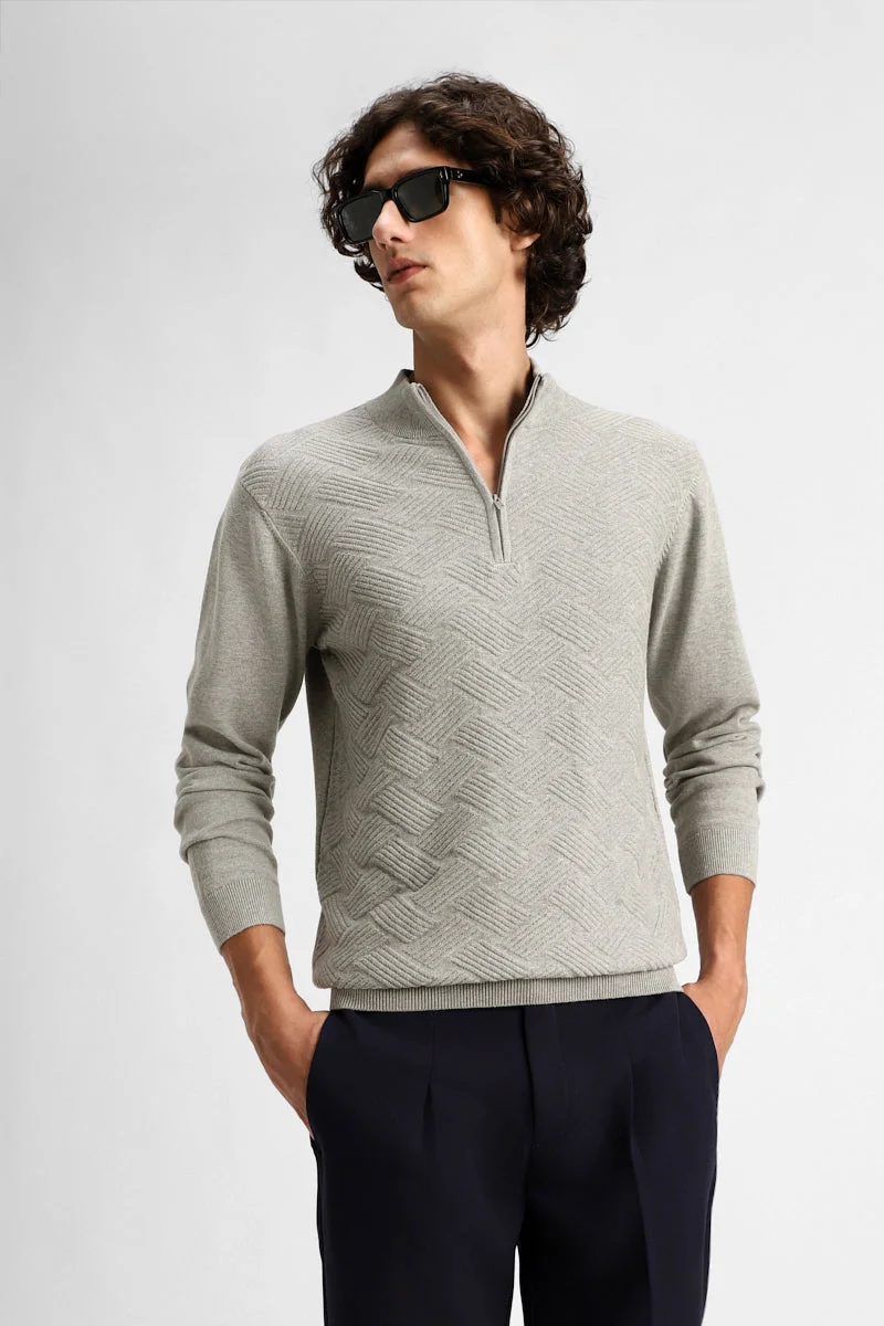 سنيتش Textured Zipper Sweater